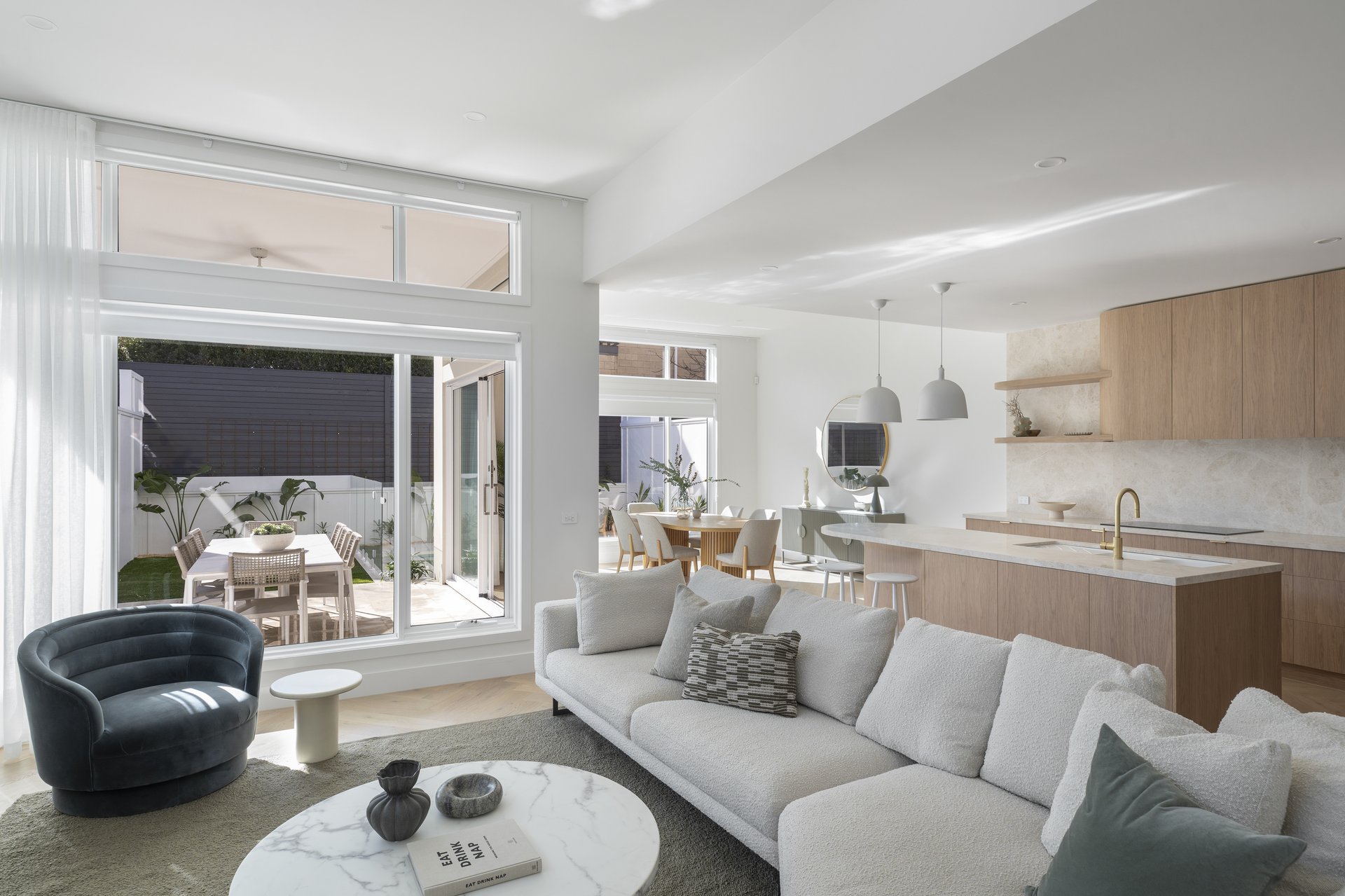Open-plan living, dining and kitchen at Williams Road